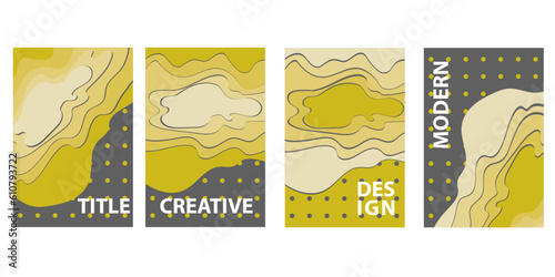 Vector image of embossed covers. The spatial composition of the landscape. Poster, flyer, card template.