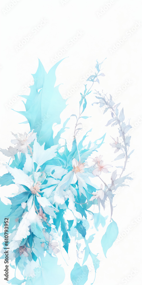 AIで生成した青色と花をモチーフにしたイラスト ジェネレーティブ Generative AI AIで生成した青色と花をモチーフにしたイラスト ジェネレーティブ Generative AI
