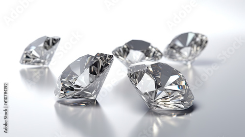 shiny diamonds isolated on white background. Generative AI