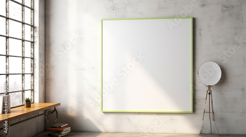 Frame of empty canvas on wall