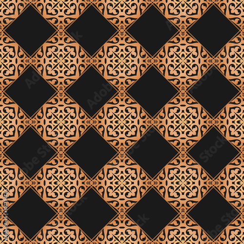 Seamless Asian pattern of the nomads of Central Asia. Nomadic ethnic stamp style. Asian ornaments.	