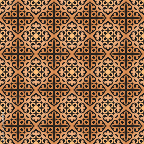 Seamless Asian pattern of the nomads of Central Asia. Nomadic ethnic stamp style. Asian ornaments.	