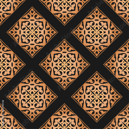 Seamless Asian pattern of the nomads of Central Asia. Nomadic ethnic stamp style. Asian ornaments.	