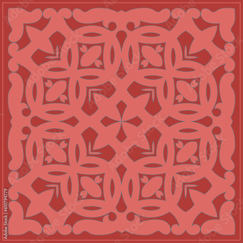 Decorative square pattern. Oriental vintage square motif. The ornament of ethnic style. Asian decor for pillow, textile,scarf, carpet, tile, and print design. Workpiece for your design.	