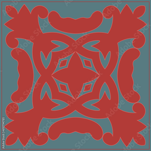 Decorative square pattern. Oriental vintage square motif. The ornament of ethnic style. Asian decor for pillow, textile,scarf, carpet, tile, and print design. Workpiece for your design.	