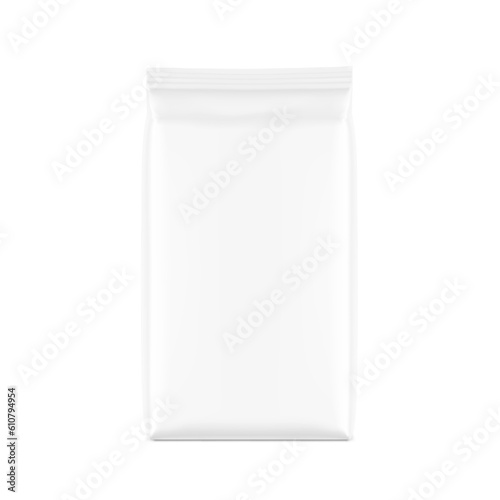 Hyper realistic vertical bag mockup. Front view. Vector illustration isolated on white background. Can be use for template your design, presentation, promo, ad. EPS10.