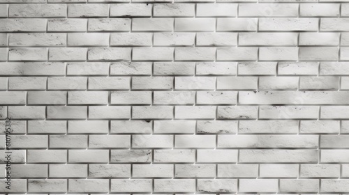 Abstract White brick wall texture for pattern background. wide panorama picture. Created with Generative AI technology.