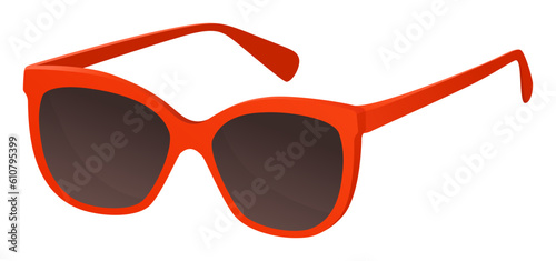 Red fashionable plastic sunglasses isolated