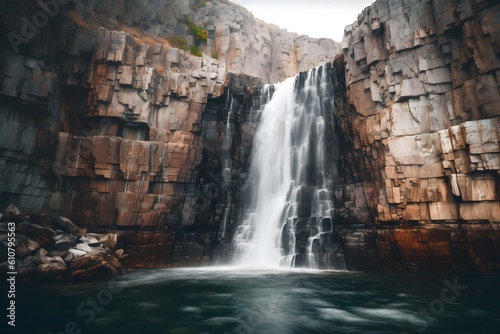 A large image of a waterfall tumbling over a steep cliff Generative AI