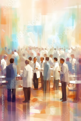 An example of a medical conference with experts in the field exchanging knowledge. Generative AI