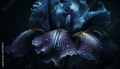 Abstract underwater beauty single purple orchid in tropical reef generated by AI © djvstock