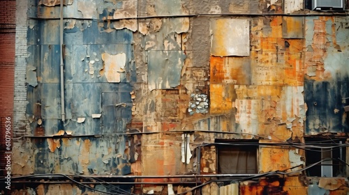 Abstract patterns and textures found in decaying urban environments. AI generated