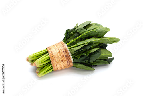 Fresh spinach on white background