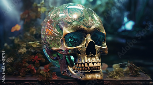 Illustration of a game magic skull - AI generated image.