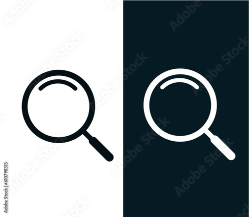 Magnifying icon logo design template flat style black and White search logo template