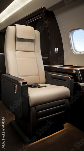 first class business luxury seat for vacations or corporate airplane travel  © StockSavant