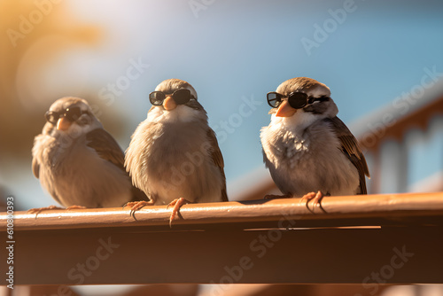 Small Birds Wearing Sunglasses for Summer