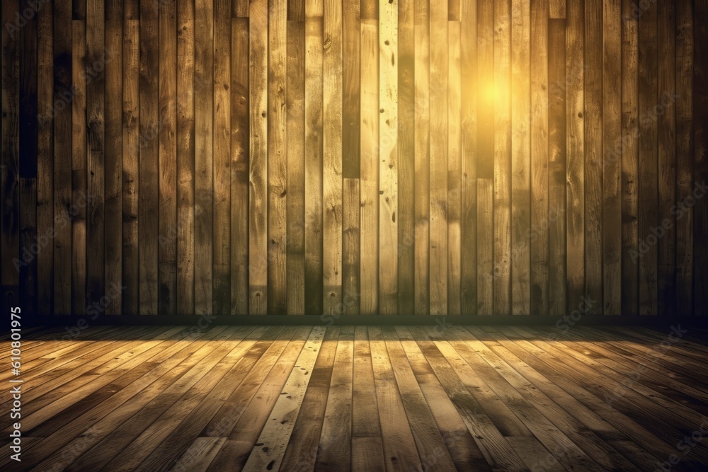 backlight on a wood wall Generative AI