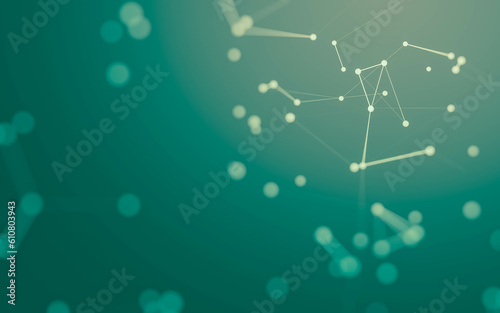 Abstract background. Molecules technology with polygonal shapes, connecting dots and lines. Connection structure. Big data visualization.