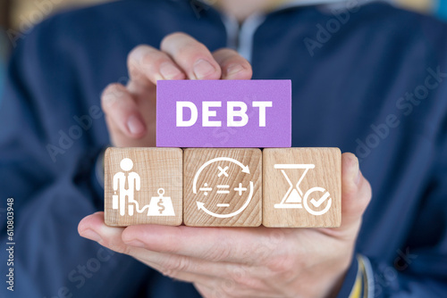 Tableau sur toile Debt finance business concept