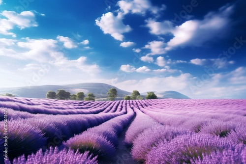 Whispers of Lavender in a Blissful Blue Sky  Generative AI