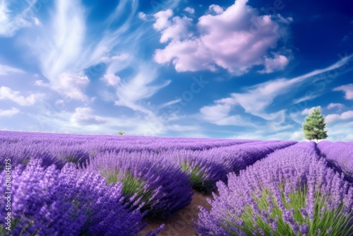 Whispers of Lavender in a Blissful Blue Sky  Generative AI