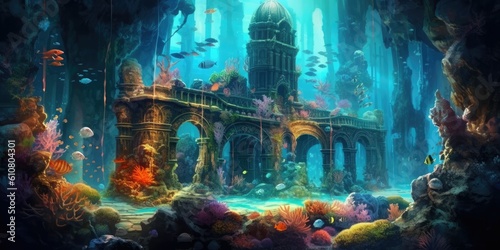 mesmerizing underwater world illuminated by ethereal light  Generative AI Digital Illustration Part 060623 