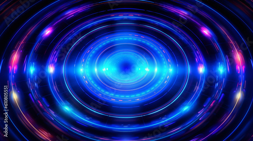 Blue glowing coils make up Internet science and technology concept background