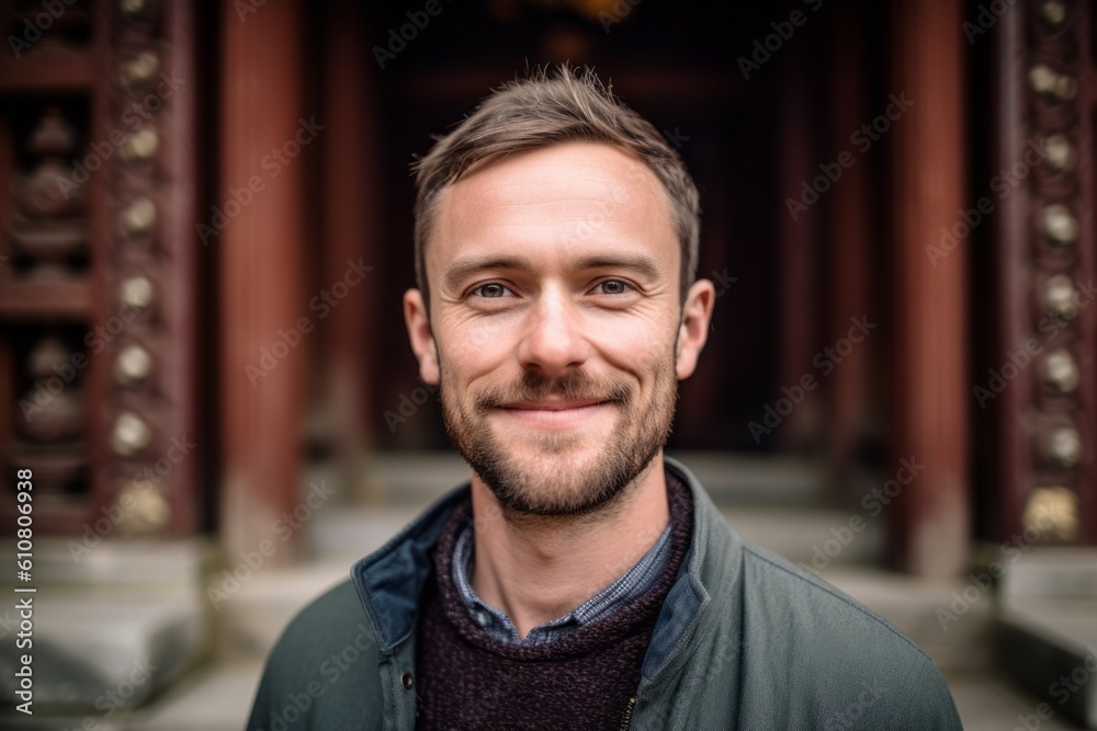Portrait of a handsome young man smiling at the camera outdoors. Portrait of a handsome young man smiling at the camera outdoors.