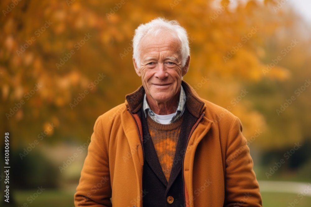 Portrait of a senior man in the park on an autumn day Portrait of a senior man in the park on an autumn day