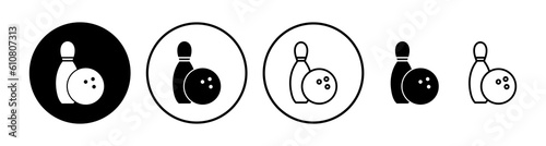 Bowling icon vector. Bowling ball and pin icon. Bowling pins with ball icon.