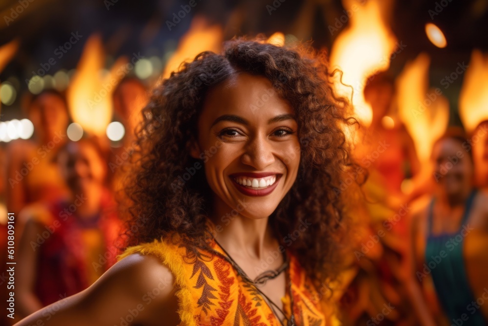 Beautiful young woman dancing in the fire at the festival of lights. Beautiful young woman dancing in the fire at the festival of lights.