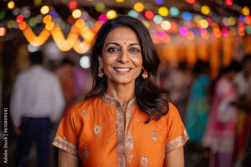 Portrait of a beautiful Indian woman in traditional clothes at the market Portrait of a beautiful Indian woman in traditional clothes at the market