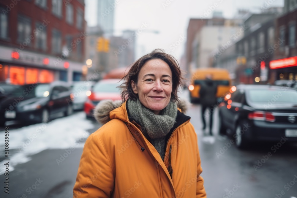 young beautiful hipster woman in yellow coat posing in the city streets young beautiful hipster woman in yellow coat posing in the city streets