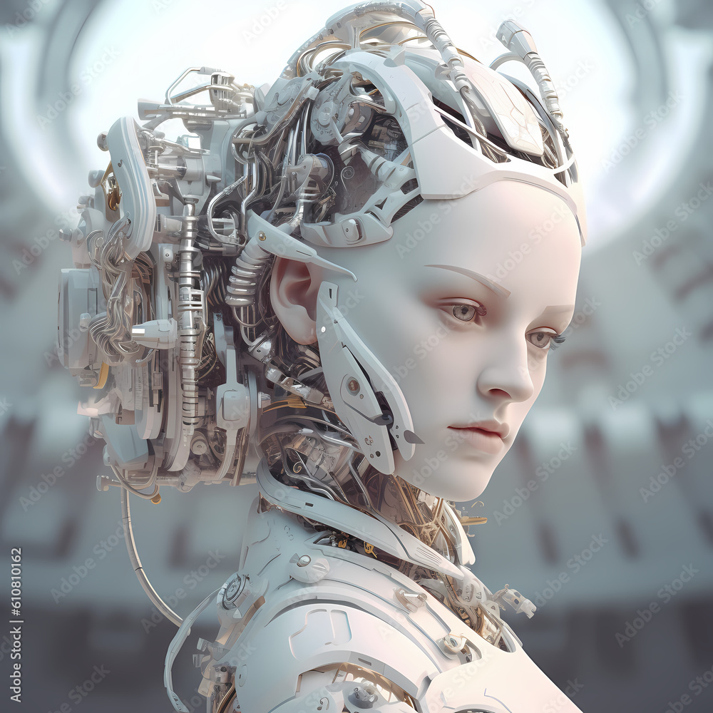 Fototapeta premium 3D Render Artificial intelligence visualization, AI, KI, future, robot, brain, knowledge, concept of AI. Generative AI