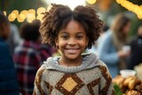 Portrait of a smiling african american girl at christmas market