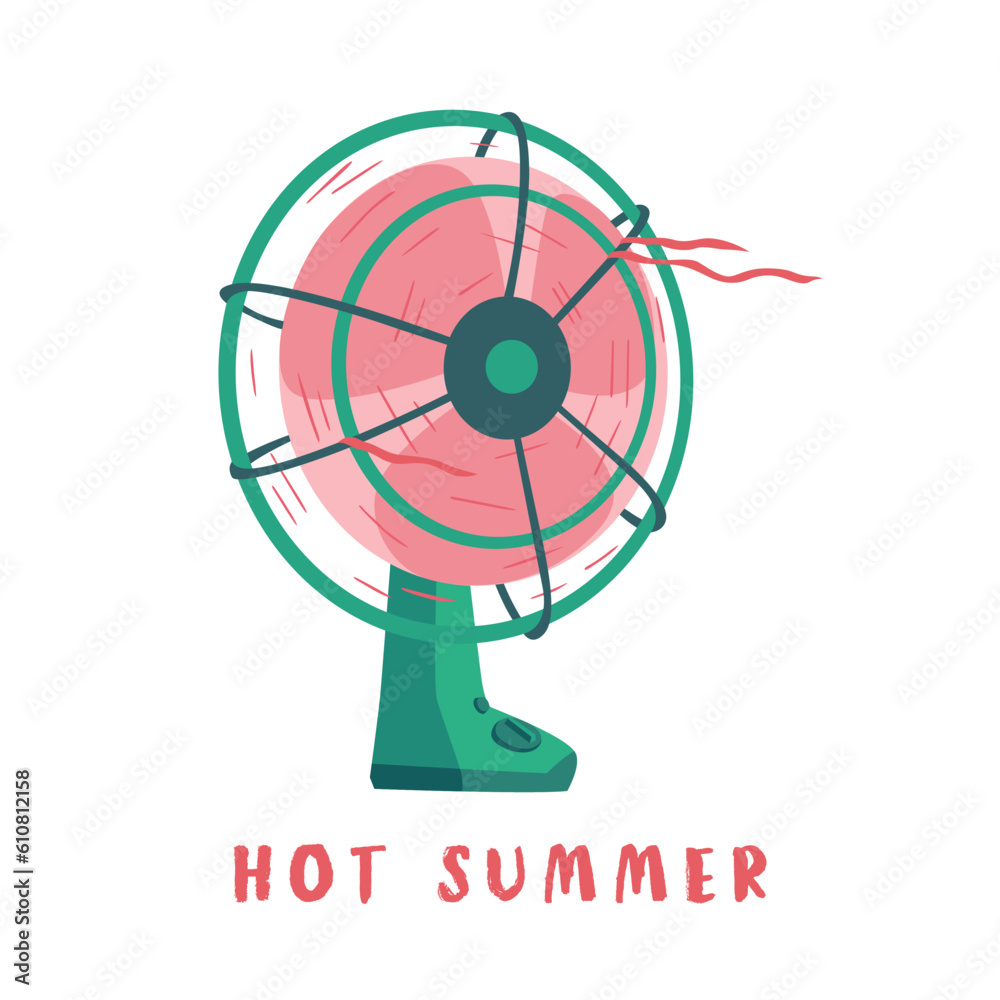 summer poster and banner wallpaper. illustration of a fan turning on because of the hot weather