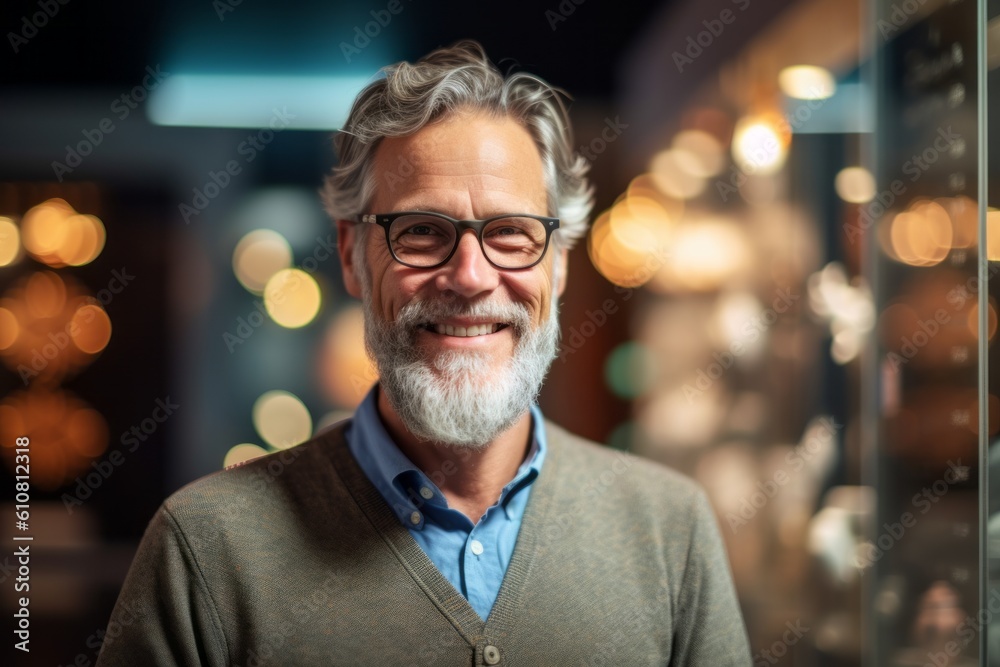 Portrait of a senior man with eyeglasses in a restaurant Portrait of a senior man with eyeglasses in a restaurant
