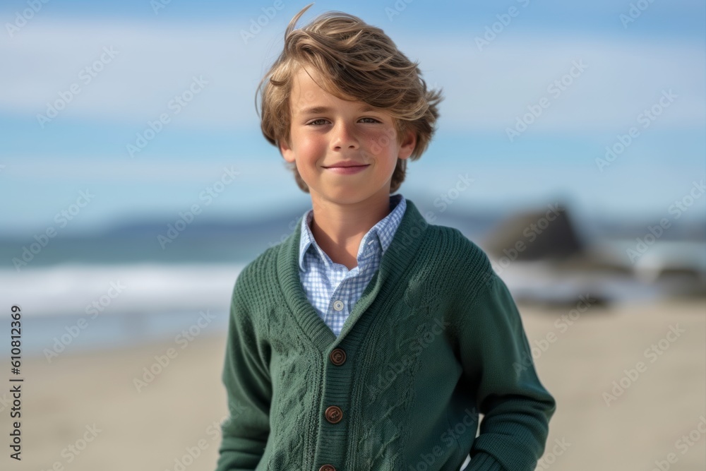 Portrait of a cute young boy at the beach on a sunny day Portrait of a cute young boy at the beach on a sunny day