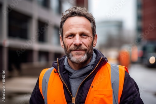 Portrait of a middle-aged man in a reflective vest. © Leon Waltz