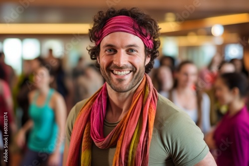 Portrait of smiling man with headband at party in the nightclub