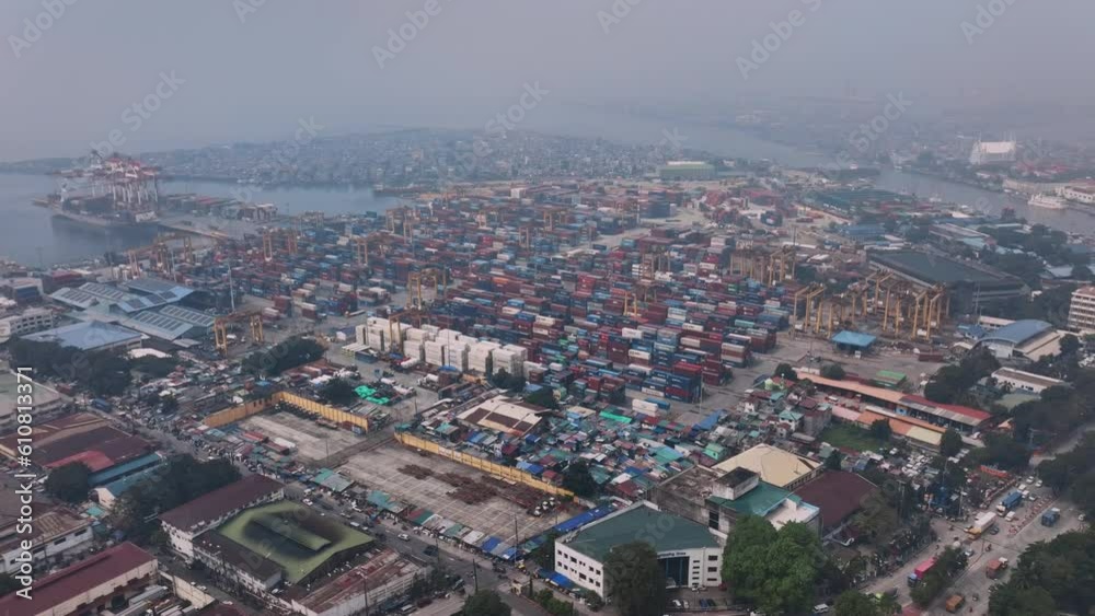Huge Cargo Port In Manila, Philippines, Aerial View Huge Cargo Port In Manila, Philippines, Aerial View