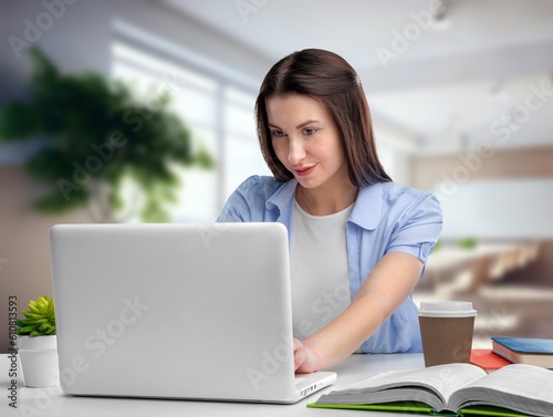 Free Download Portrait of smart business woman work on computer - GFXLoad
