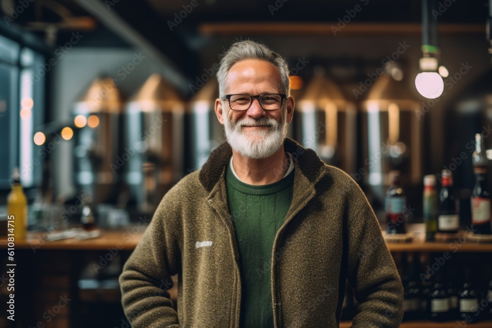 Portrait of senior man with eyeglasses standing in coffee shop Portrait of senior man with eyeglasses standing in coffee shop