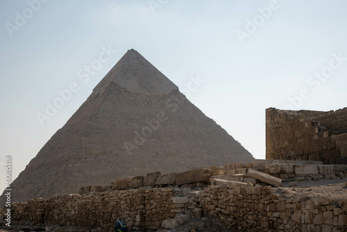 A picture of the Great Pyramid from the side in the ancient Pharaonic pyramids area in Egypt  Giza