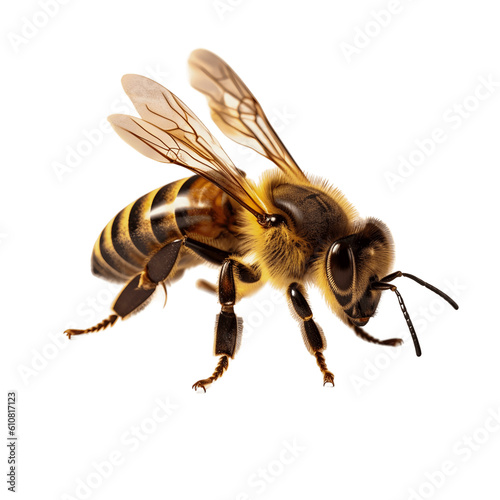 Side view of a bee isolated on transparent background © The Stock Guy