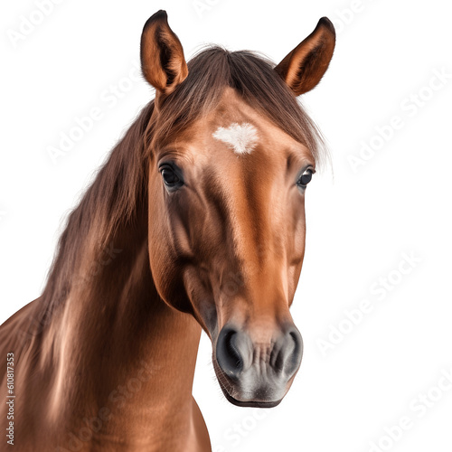 Portrait of a horse head isolated on white background  Transparent cutout