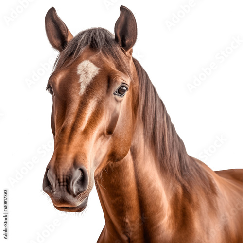 Portrait of a horse head isolated on white background  Transparent cutout