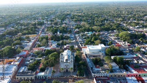 Aerial view of the Cathedral de San Gervasio in Valladolid, Yucatan, Mexico. photo