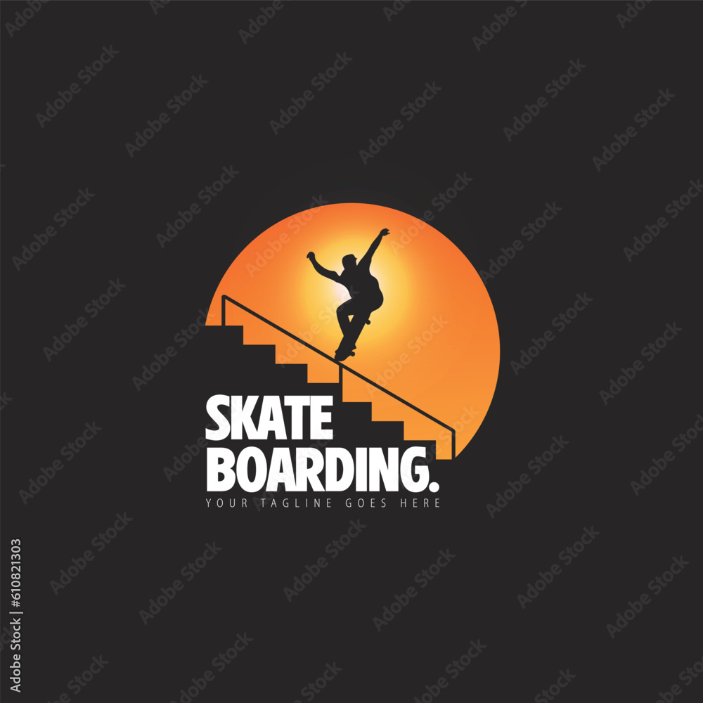 Skatevoarding logo.Skateboard activity board skate skating vector image.